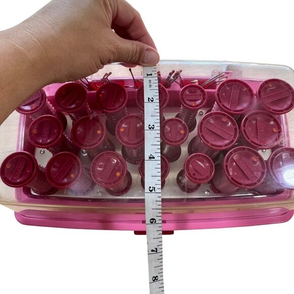 Vintage Richard Caruso Flexirolls Hot Rollers Curlers 20 Rollers & 17 Clips Pink - Picture 12 of 14